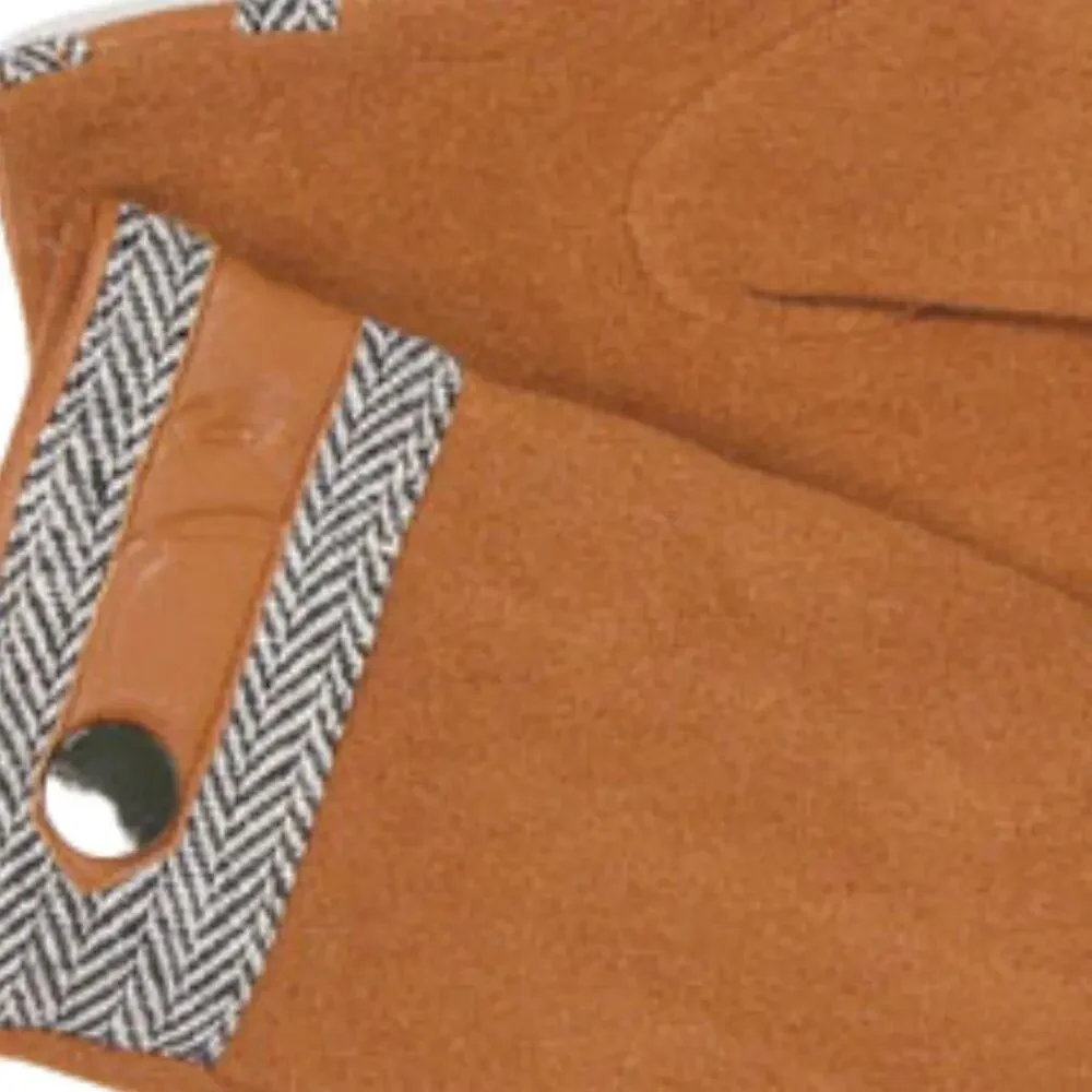 Women's Fall Winter Gloves Camel & Herringbone Faux Cashmere Touch Screen